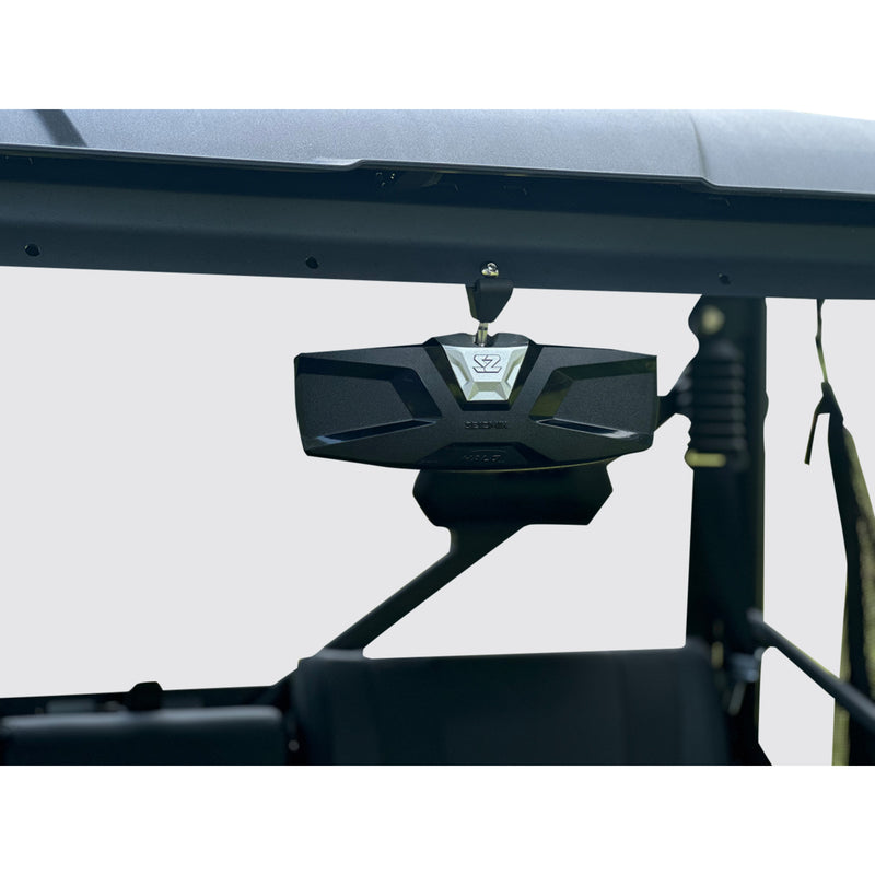 SEIZMIK 0640-1728 56-18033 Halo R Rear View Mirror with Cast Aluminum Bezel - CF Moto Mirror - Halo R - Rear View - Rectangle - Black w/Silver Bezel - Each - CF Moto