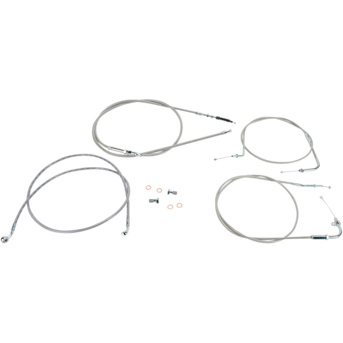 BARON 0650-1016 BA-8074KT-16 Stainless Handlebar Cable/Line Kit 15" - 17" - vn900
