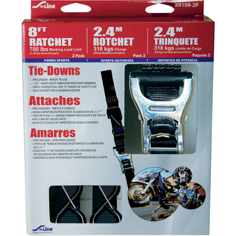 ANCRA 3920-0343 XR108-2P X-Series 1-1/4" Ratchet Tie-Downs Tie-Down - Heavy Duty - Black