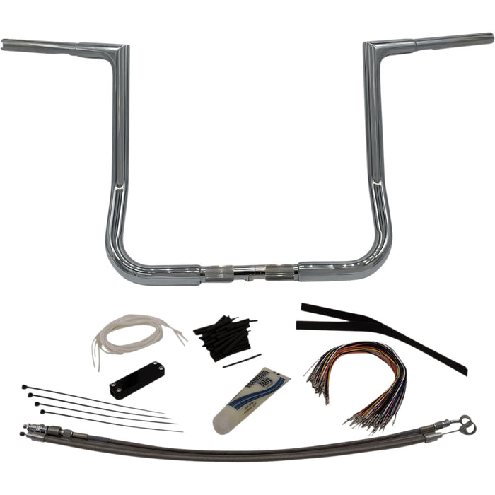 FAT BAGGERS INC. 0601-5538 709114 1-1/4" EZ Install Flat Top Handlebar Kit - 14" - Chrome