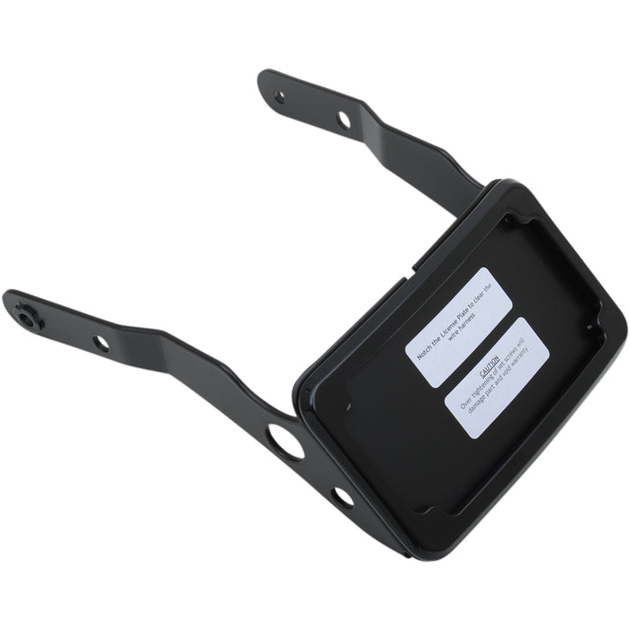 CYCLE VISIONS 2030-1265 CV4662B Curved License Plate Frame and Mount with License Plate Light LP Plate Frame & Mount with Tag Light - XL - Black