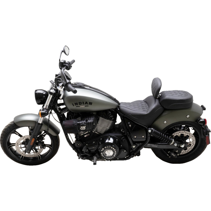 Mustang Standard Touring Solo Seat With Driver Backrest Black Diamond Stitch - 89740 For Indian 2022-2023