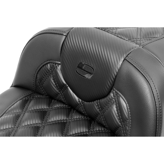 SADDLEMEN 0801-1793 823-07-20700 Roadsofa™ Extended Reach Seat - without Backrest - Carbon Fiber - Lattice Stitch - FLTR/FLHX  23-24