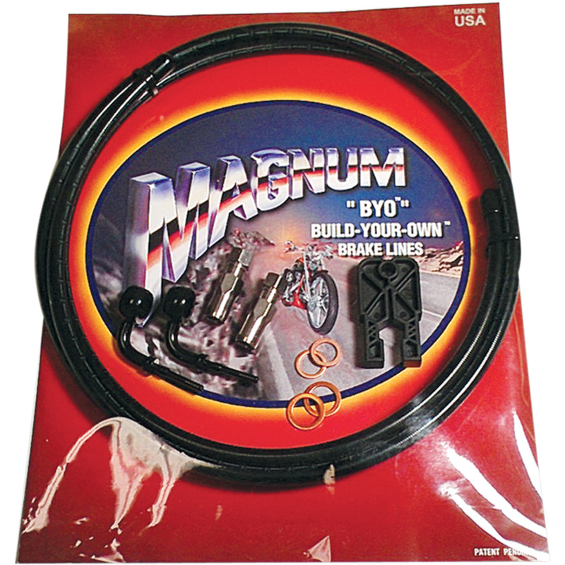Magnum Shielding BYO® Build-Your-Own® Brake Line Kit Dual Disc 10mm-35° 7' Black Stainless Steel - 490935A For Harley Touring 2008-2013