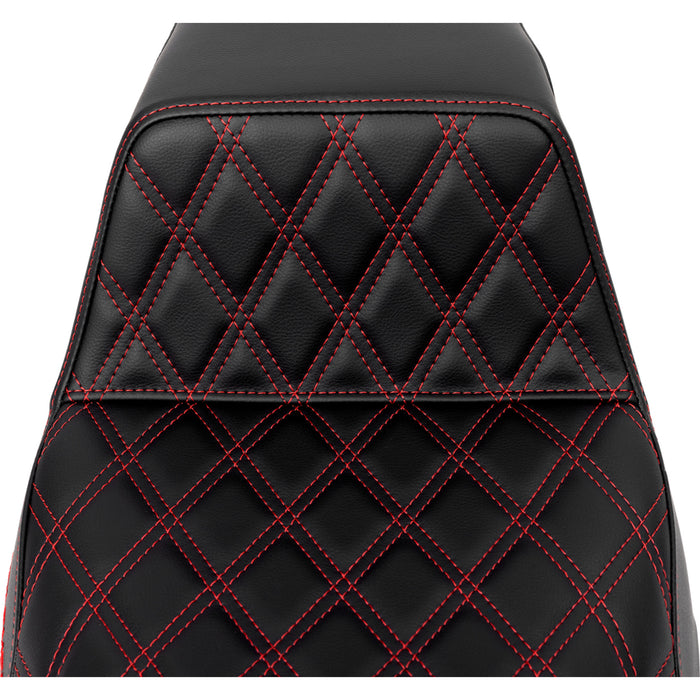 SADDLEMEN 0801-1574 A808-07B-172RED Lattice Stitch Step-Up Seat - Front Lattice Stitch - Red Stitch - FLH/FLT '08-'23