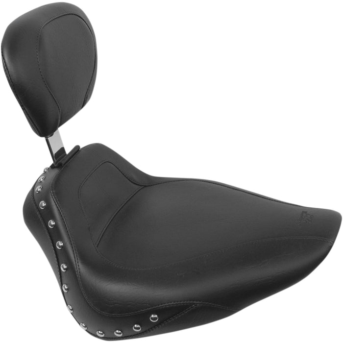 MUSTANG 0802-0495 79489 Studded Sport Solo Seat with Backrest - Driver's Backrest - FLST '05-'15