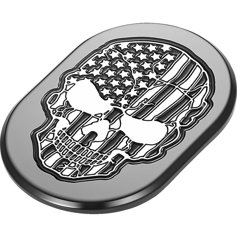 Figurati Designs Contrast Cut American Flag Skull Antenna Cover - FD28-AC-BLK-RT For Harley Touring 2009-2023