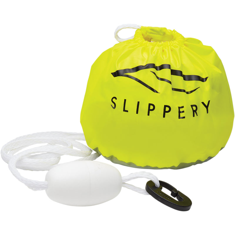 SLIPPERY 4850-0077 Anchor Bag with rope/float/black snap hook - neon yellow