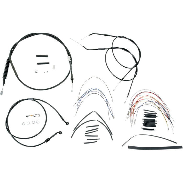 BURLY BRAND 0610-0272 B30-1005 Complete Black Vinyl Handlebar Cable/Line Kit for Ape Hanger Handlebars - 16"