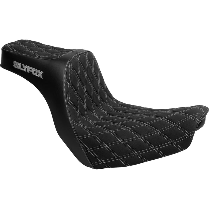 SLYFOX 0802-1672 4701D-SlyFox High Noon Seat double diamond - silver logo - silver stitch - fl/fx '18-'25