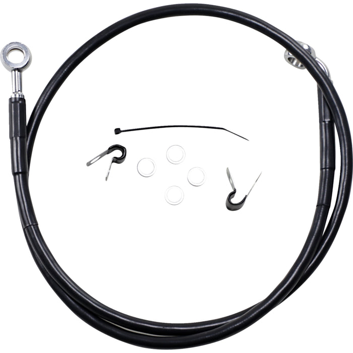 DRAG SPECIALTIES 1741-2527 Extended Length Black Vinyl Brake Line Kit Brake Line - Front - Black - +2" - '04-'10 XL