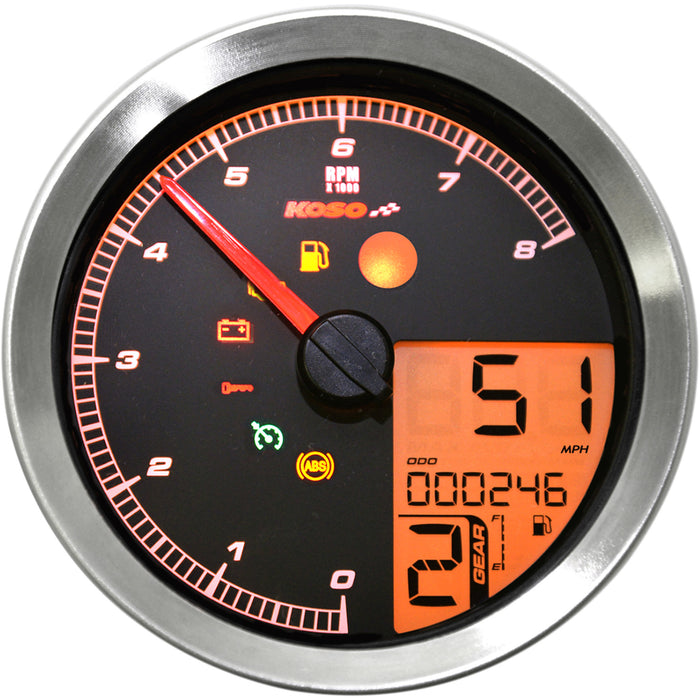 KOSO NORTH AMERICA 2211-0171 BA051221 HD-04 Speedometer/Tachometer Multi-Function Speedometer/Tachometer - HD-04 - Chrome