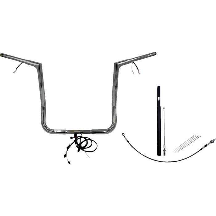 FAT BAGGERS INC. 0601-6117 712016 EZ Install Wired 1-1/4" Flat Top Handlebar Kit - 16" - Chrome