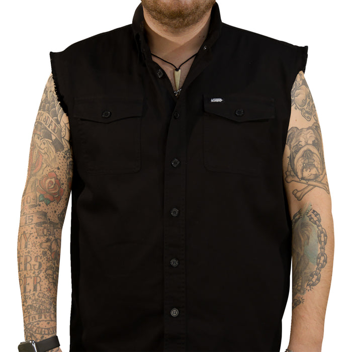 LETHAL THREAT 3040-3377 CO60193L FTW Skull Printed Sleeveless Button Down Shirt black - large