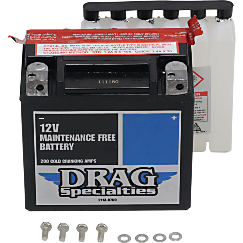 Drag Specialties YTX Battery - 2113-0769 For Harley Sportster 2004-2023