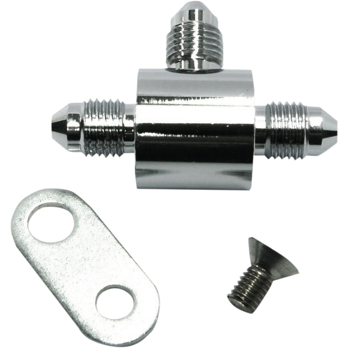 MAGNUM SHIELDING 1742-0474 1703-982 Brake Line T-Block Fitting T-Block with Bracket - AN3 - Chrome