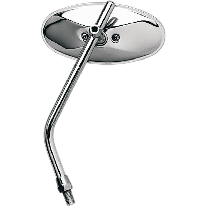 EMGO 2034834 20-34834 Universal Screw-In Stem Mirror Mirror - Die-Cast - Chopper - Side View - Oval - M10 x 1.25 - Chrome - Left
