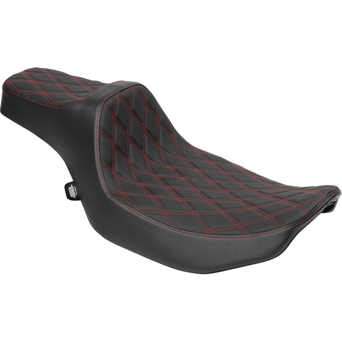 DRAG SPECIALTIES SEATS 0801-2061 Extended Reach Predator III Seat Extended Reach Predator III Set - Vinyl - Red Double Diamond Stitch - FLT/FLH '23-'24