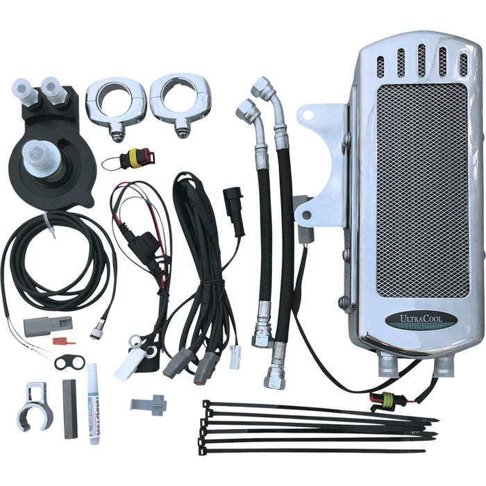 ULTRACOOL 0713-0165 SMSP-2C 3.0 Side Mount Oil Cooler with Fan Kit for Sportster Side Mount Oil Cooler Kit - Chrome - Sportster