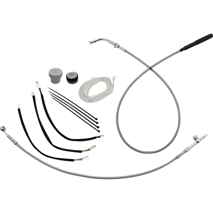 FAT BAGGERS INC. 0662-1315 149011-C EZ Install Kit 11" handlebars - upper clutch - braided stainless steel/chrome