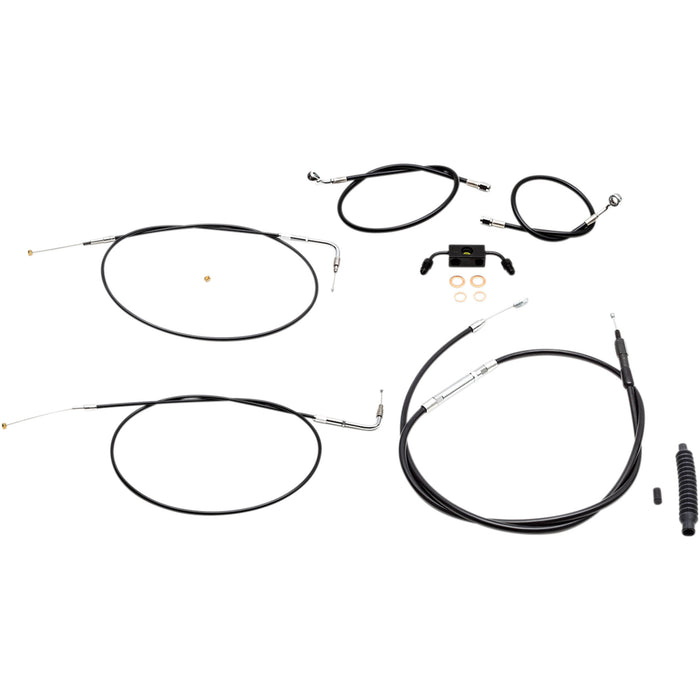 LA CHOPPERS 0662-0437 LA-8231KT-13B Standard Black Vinyl Braided Handlebar Cable/Brake Line Kit — Ape Hanger Handlebar Cable/Brake Line Kit - 12" - 14" Ape Hanger Handlebars - Black Vinyl