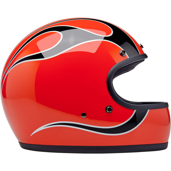 BILTWELL Gringo Flames Helmet - Competition Orange