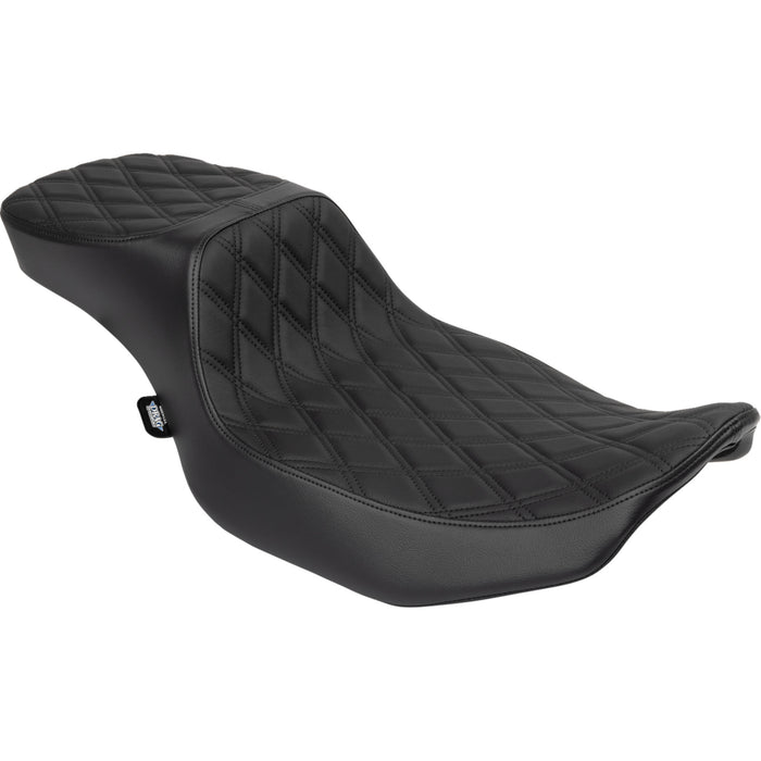 DRAG SPECIALTIES 0801-1941 Extended Reach 2-Up Predator Seat - Predator III 2-Up Seat - Extended Reach - Vinyl - Black Double Diamond Stitch - FLHX/FLTR '23-'24