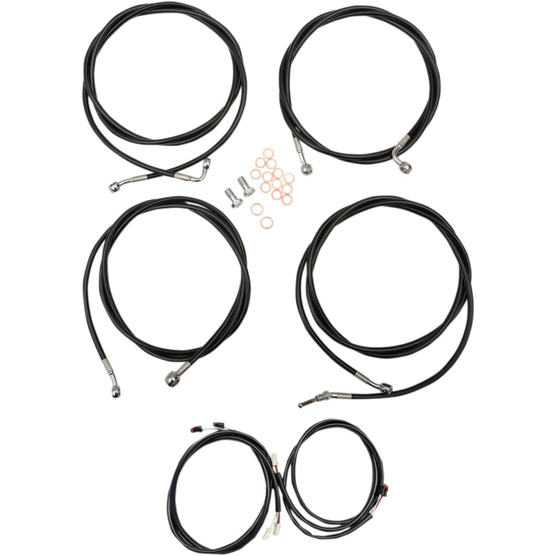 LA Choppers Complete Plug-And-Play Cable Kit 12" 14" Handlebars ABS Black - LA-8054KT3-13B For Harley Touring 2017-2020