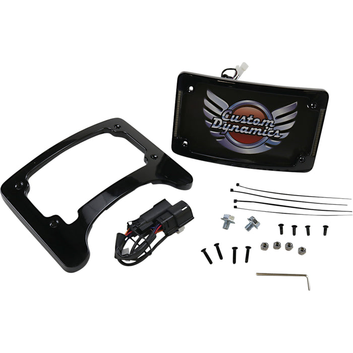 CUSTOM DYNAMICS 2030-1495 TS-ELIM-06BCM-B Turn Signal Eliminator with Tri Radius Illuminated Plate Frame - License Plate Frame/Turn Signal Eliminator - Black