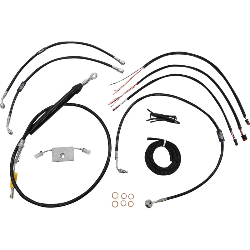 LA Choppers Complete Black Vinyl Braided Handlebar Cable Brake Line Kit 12"-14" Handlebars - LA-8157KT2-13B For Harley Softail 2018-2024