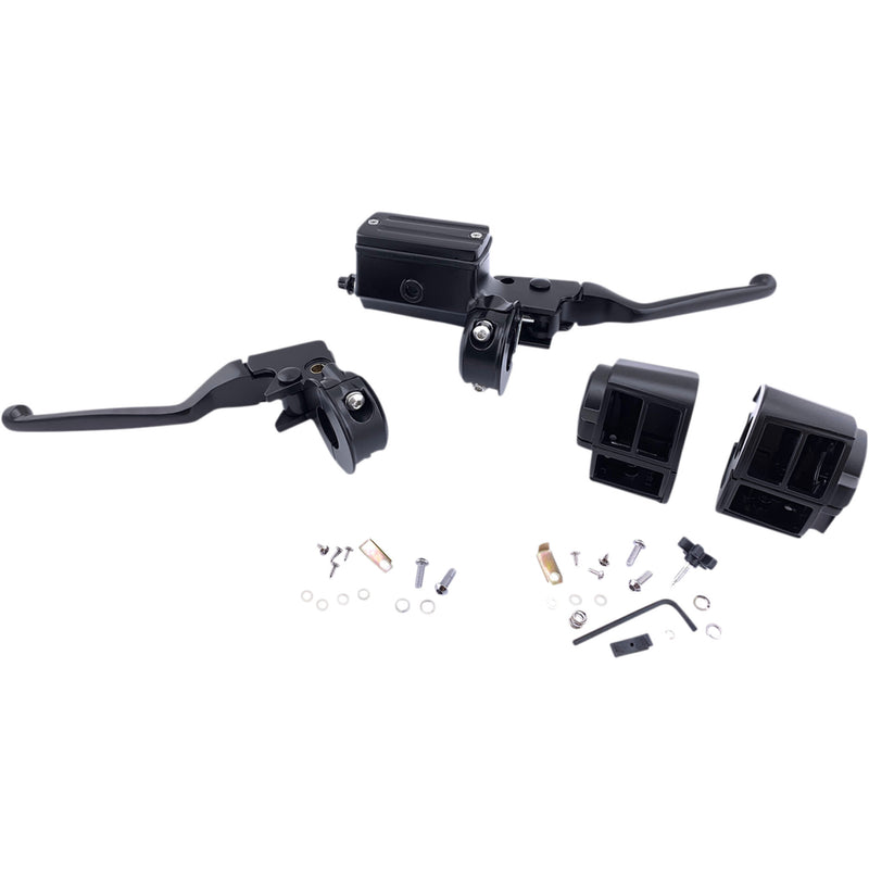 Drag Specialties Handlebar Control Kit — Hydraulic Mechanical 5/8" Master Cylinder Black For Harley Motorcycles 1984-1995