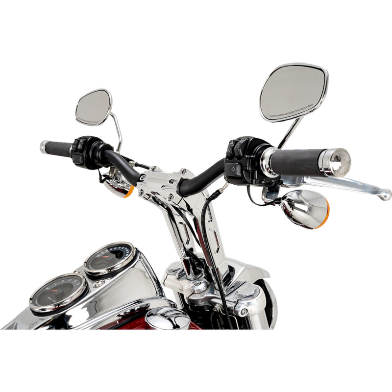PERFORMANCE MACHINE (PM) 0602-1564 0208-2195M-CH Phatbar & Riser Kit internal wiring/gauge mount holes - 9" - chrome
