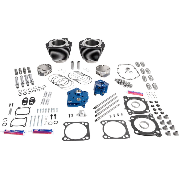 S&S CYCLE 0904-0225 310-1393A 132" Power Package Performance Kit Power Package - Oil Cooled - 496 Gear Drive - Wrinkle Black w/Highlight - M8