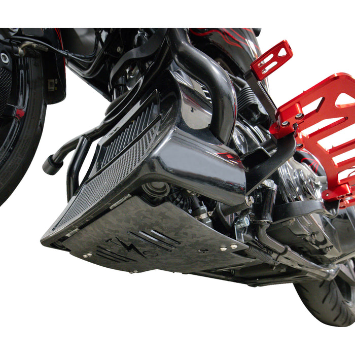 THRASHIN SUPPLY CO. 0506-2532 TSC-3035-1 Forged Carbon Fiber Skid Plate Skid Plate - Carbon Fiber/Forged - With Black Brackets - FLHX/FLTRX