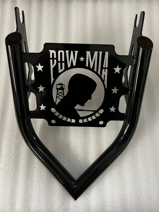 Siouxicide Choppers Indian Military Luggage Rack POW MIA, Gloss Black For Indian 1922-1942