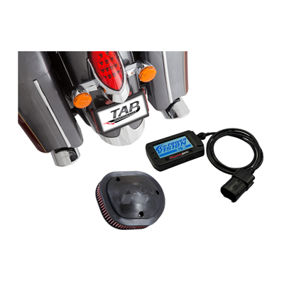 Tab Performance Indian Touring Stage 1 Kit Black Slip-On Exhaust, PV3-2902C Tuner, K&N Air - CHIEF-STG1-211-2291-PL-1814-B-4 For Indian 2014-2026