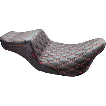 LE PERA 0801-1536 LK-587DD-RED Tailwhip Seat Double Diamond w/ Red Thread - Black - FL '08-'23