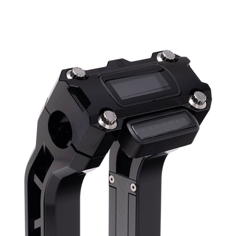 OG Black Performance Digital Gauge Top Clamp on OG Black Performance Riser Legs