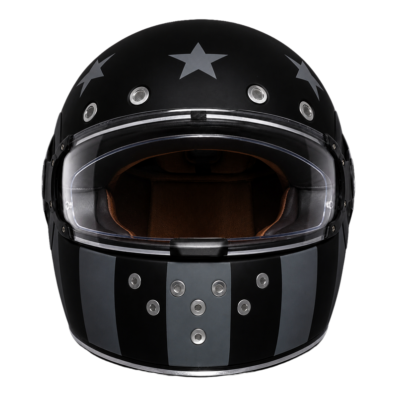 DOT Daytona Retro Full Face Motorcycle Helmet: Vintage Style for Men, Women, & Youth - W/ Captain America Stealth