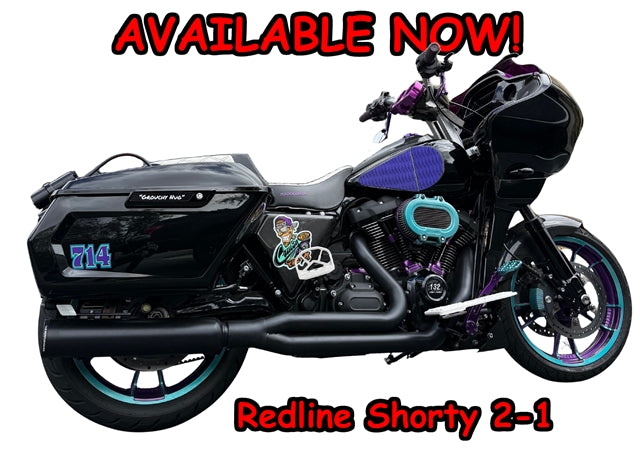 Tab Performance Redline Performance 2-1 Full System HD Black, Shorty - REDLINE-PERFORMANCE-2-1-BLACK-SHORTY For Harley Touring 2017-2026