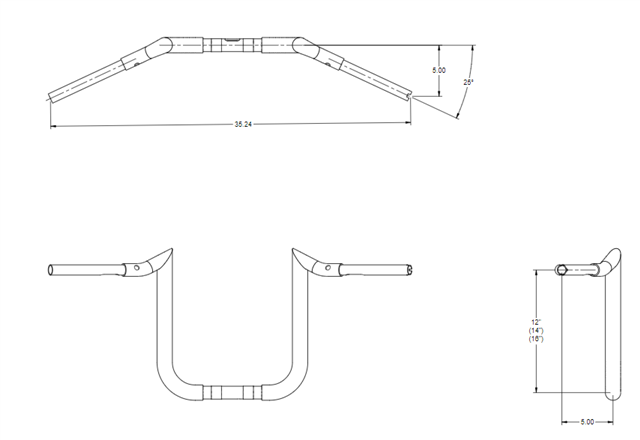Tab Performance Folsom Prison FlexFitment Handlebars 1.25" - RG-FOLSOM-BARS-15-UP-ROAD-GLIDE-23-UP-RG3-BLACK-12 For Harley Road Glide 2015-2026