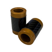SBC Performance Harley Flat-Out Bar Carbon Fiber End Caps (Set of 2) — Gold / Weaved
