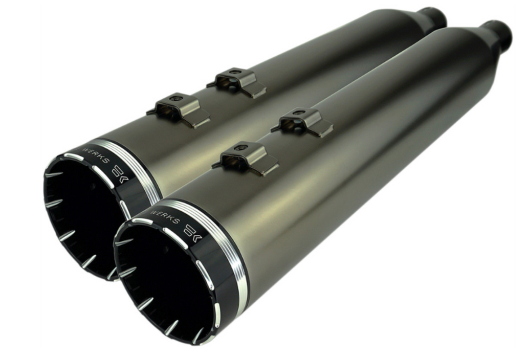 KHROME WERKS 1801-1453 202650 HP-Plus 4.5" Slip-On Mufflers for Touring - Smoked Khrome with Tracer