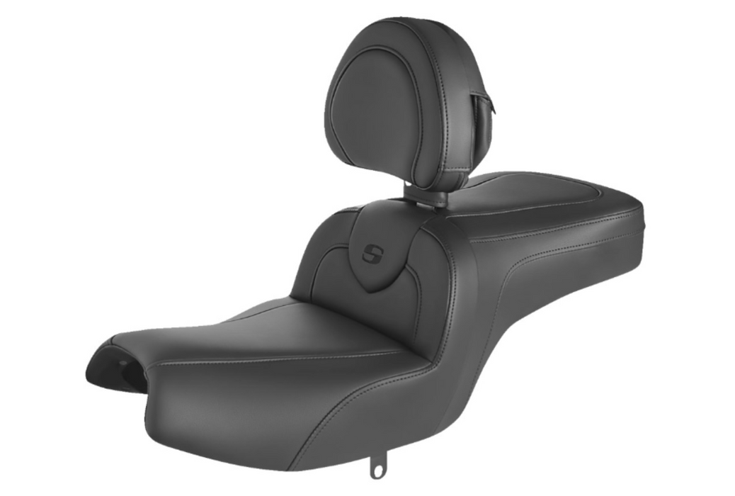SADDLEMEN 0810-2351 I20-06-187BR RoadSofa™ Seat - w/ Backrest - Black w/Black Stitching