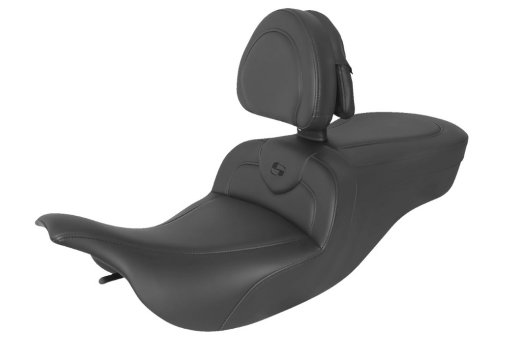 SADDLEMEN 0801-1420 897-07-187BR RoadSofa™ Seat - With Backrest - Black W/Black Stitching