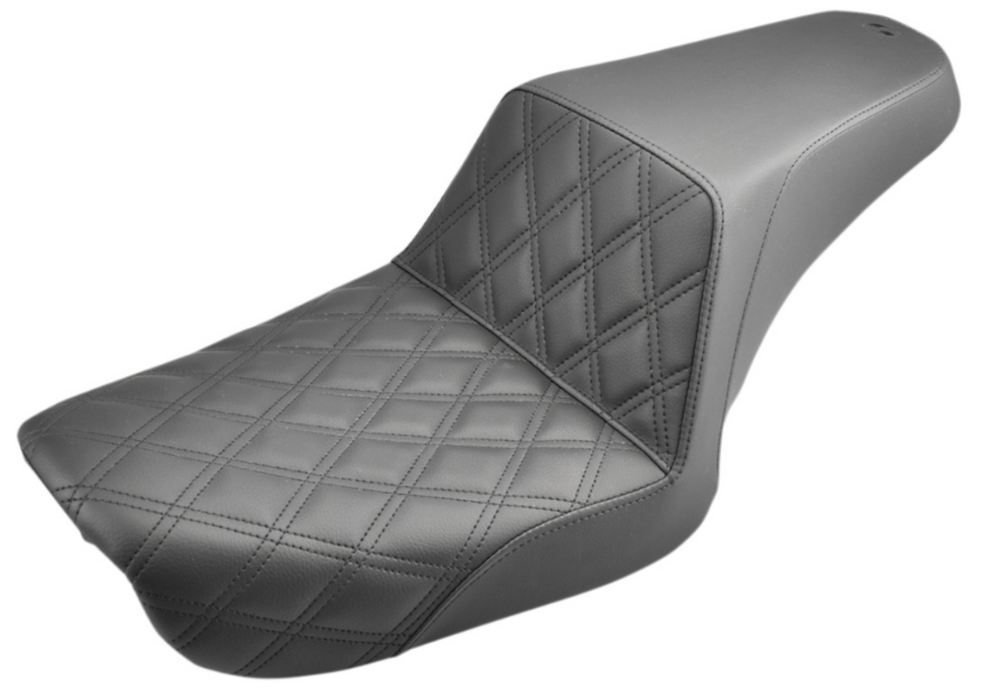 SADDLEMEN 0803-0530 804-04-172 Step-Up Seat — Front Lattice Stitch - Black - Dyna