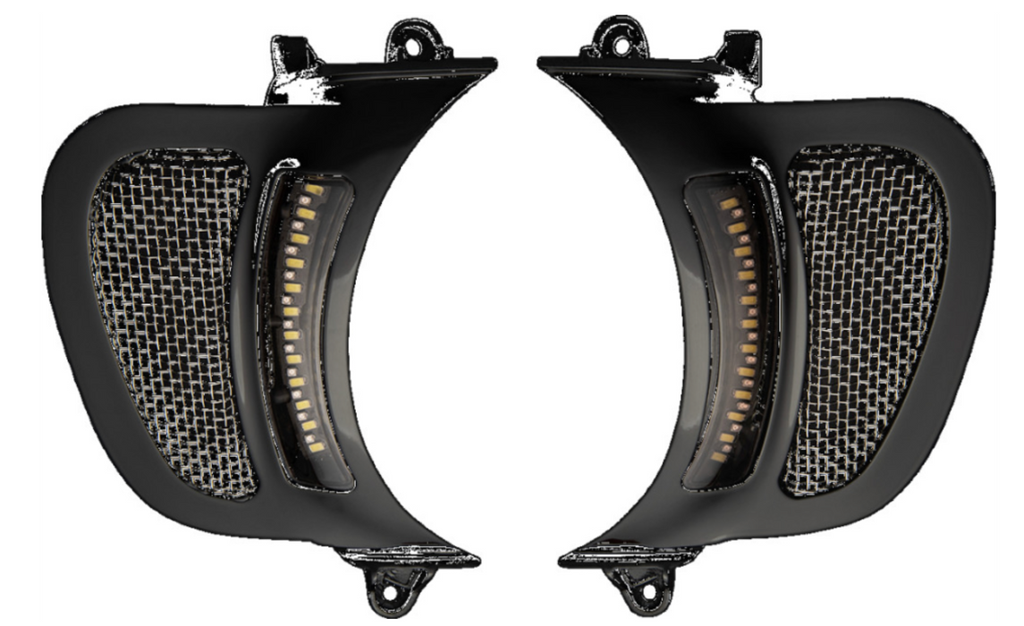 CUSTOM DYNAMICS 2040-2813 CD-RG-V-AW2-B Genesis® 4 Dynamic LED Road Glide® Vent Inserts - Amber/White - Black w/ Stainless Mesh
