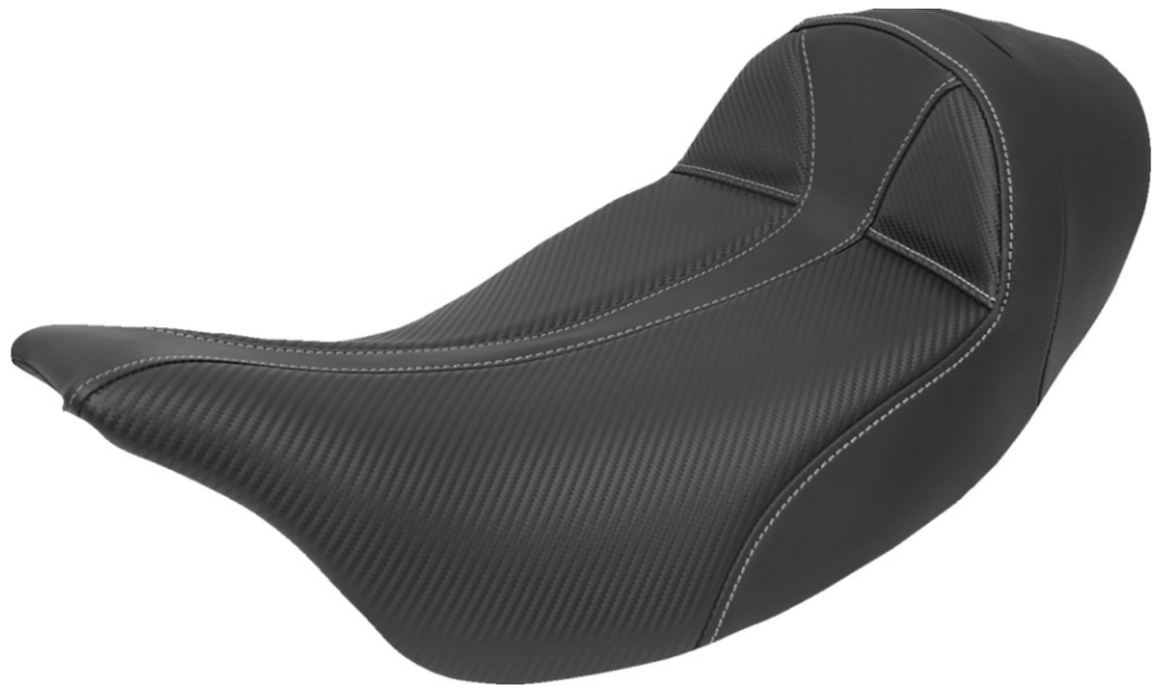 SADDLEMEN 0801-1292 808-07B-0042EXT Dominator Solo Seat - Extended Reach - Stitched - Black w/ Gray Stitching - FL '08-'23