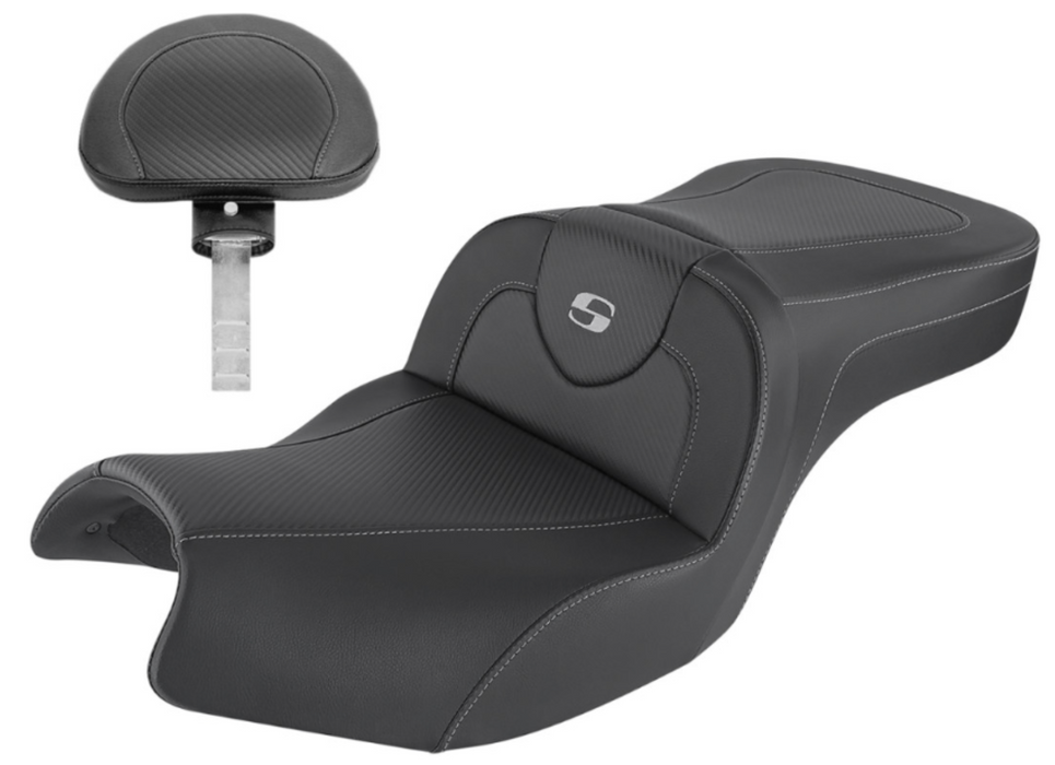 SADDLEMEN 0810-2185 I20-06-185BR Roadsofa™ Carbon Fiber Seat - Includes Backrest - Black - Indian