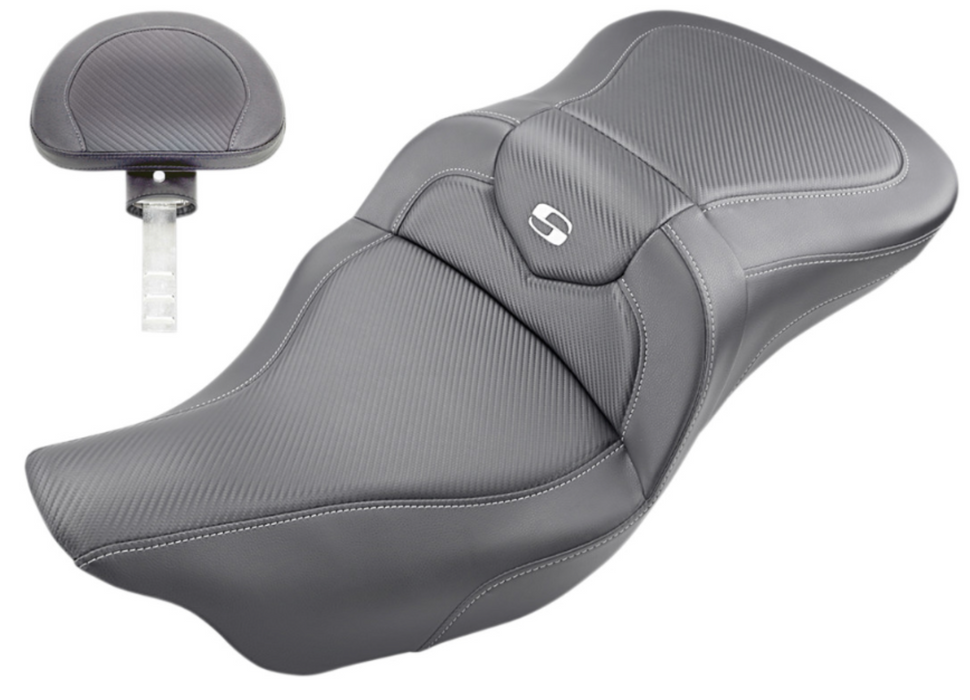 SADDLEMEN 0801-1203 808-07B-185TBR Roadsofa™ Trike Seat - Carbon Fiber - with Backrest - Black - '09-'23 FLHTCUTG